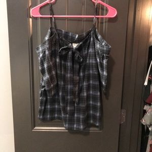 Off the should plaid shirt